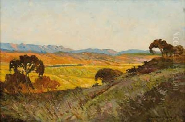 Extensive Landscape At Dusk Oil Painting by William Mitcheson Timlin