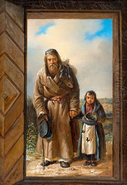 Beggars Oil Painting by Vasili Fedorovich (George Wilhelm) Timm