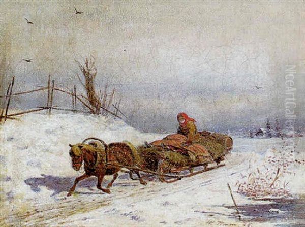 Winterliche Landschaft Mit Figurlicher Staffage Oil Painting by Vasili Fedorovich (George Wilhelm) Timm