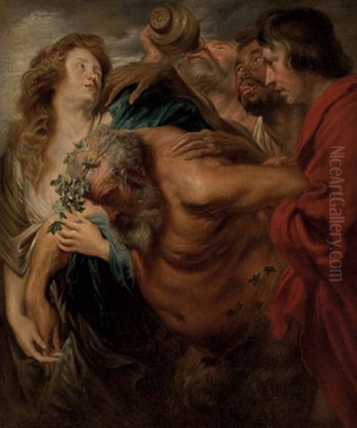 Der Trunkene Silen (after Anthony Van Dyck) Oil Painting by C. Timmann-Delfow