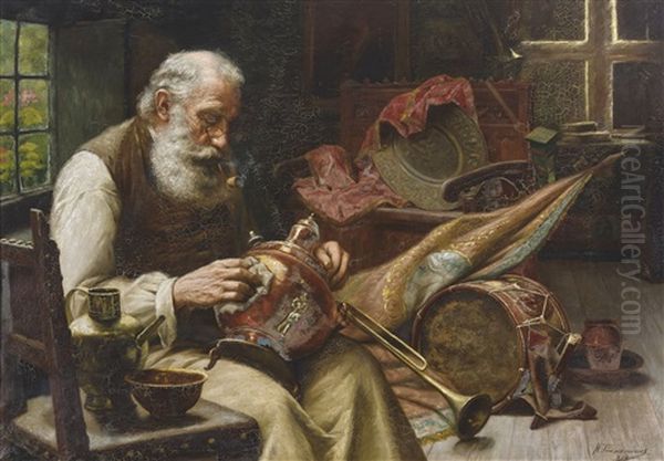 Polishing Brassware Oil Painting by Henri Timmermans