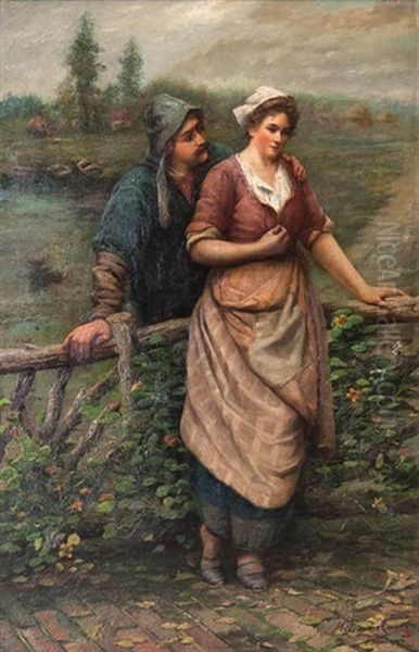 Couple De Pecheurs Amoureux Oil Painting by Henri Timmermans