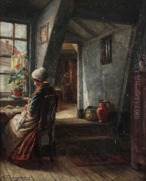 La Tricoteuse Oil Painting by Henri Timmermans