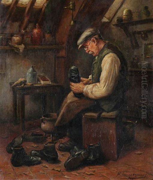 Cordonnier Au Travail Oil Painting by Henri Timmermans