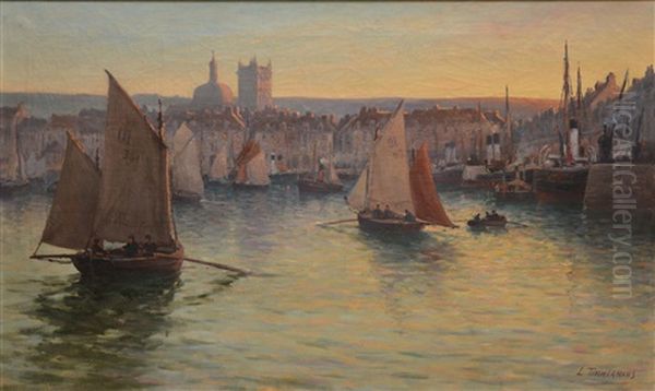 Le Port De Dieppe Oil Painting by Louis Etienne Timmermans