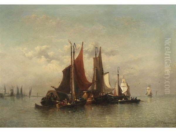 The Clam Fishers Oil Painting by Louis Etienne Timmermans