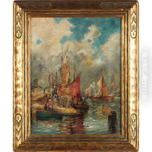 Harbor Oil Painting by Louis Etienne Timmermans