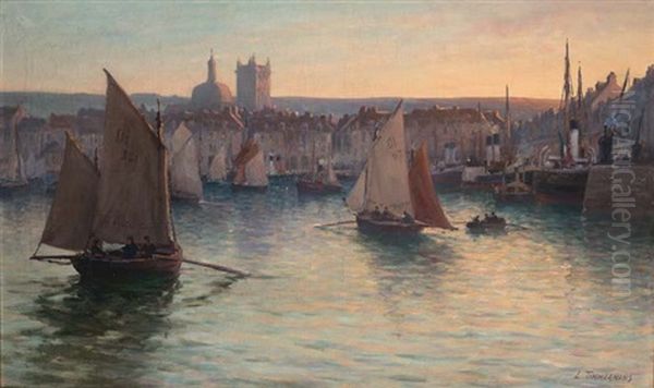 Le Port De Dieppe Oil Painting by Louis Etienne Timmermans