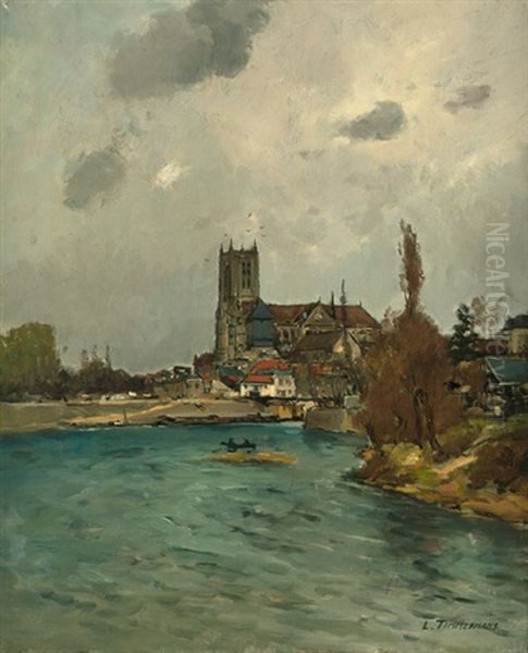 Stadt In Sudholland Oil Painting by Louis Etienne Timmermans