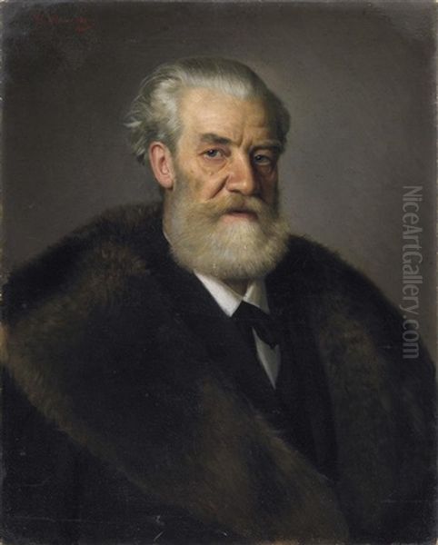 Portrat Eines Bartigen Herrn Im Pelzmatel Oil Painting by Vasili Timofeevich Timofeev