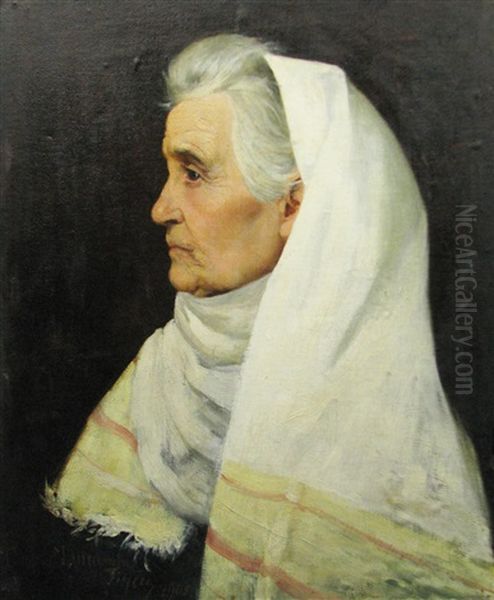 Mother's Portrait Oil Painting by Ion Tincu