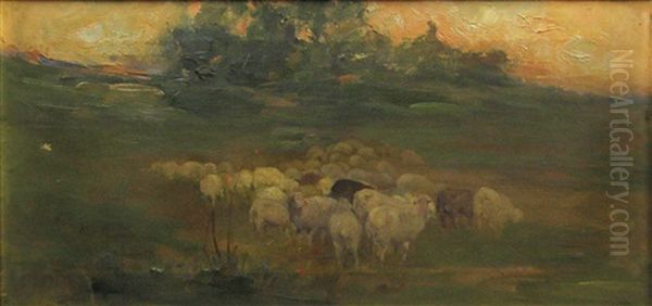 The Flock Of Sheep Oil Painting by Ion Tincu