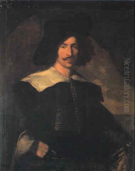 Portrait Of A Gentleman Wearing A Dark Coat Oil Painting by Tiberio Tinelli