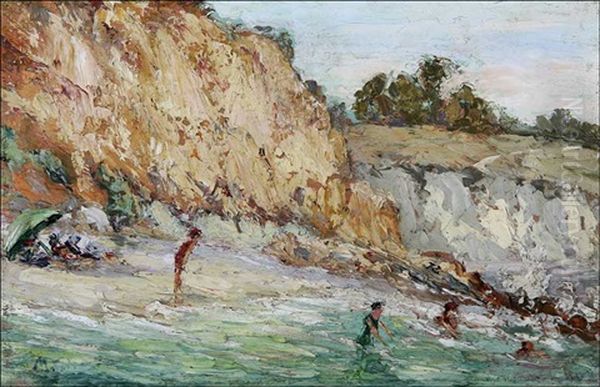 Bathers, Laguna Beach Oil Painting by Minnie Tingle