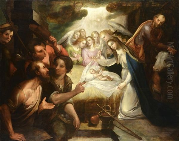 The Adoration Of The Shepherds Oil Painting by Simone Del Tintore