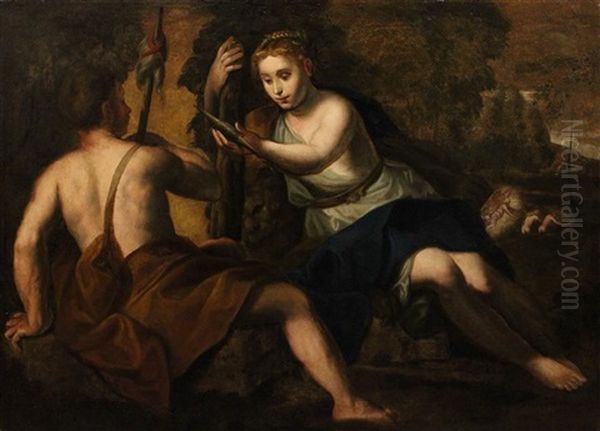 Adam And Eve Oil Painting by  Tintoretto