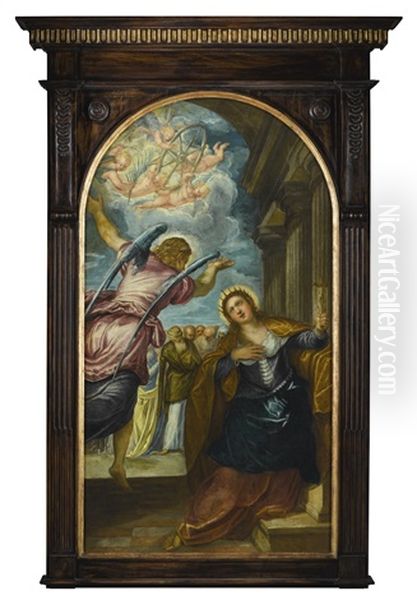 The Angel Foretelling Saint Catherine Of Alexandria Of Her Martyrdom Oil Painting by  Tintoretto