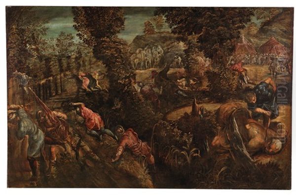 The Battle Between The Philistines And The Israelites Oil Painting by  Tintoretto