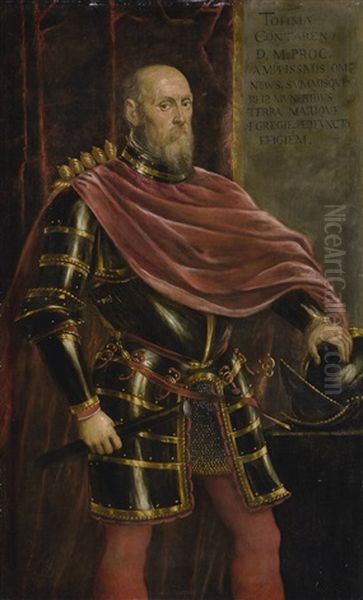 Portrait Of Tomasso Contarini (1488-1578) Oil Painting by Domenico Tintoretto