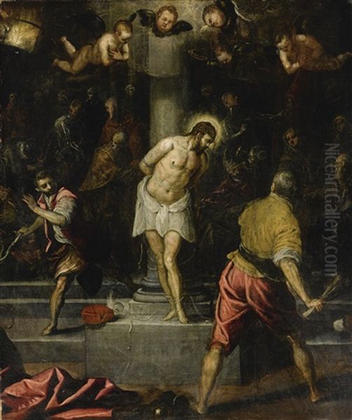 The Flagellation Of Christ Oil Painting by Domenico Tintoretto