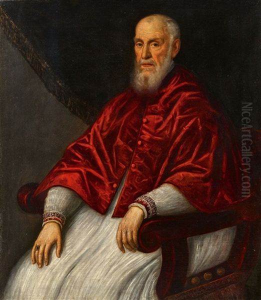 Portrait Of Giovanni Grimani, Patriarch Of Aquileia Oil Painting by Domenico Tintoretto