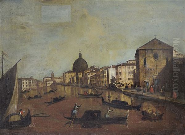 Veduta Di Venezia Con Il Canal Grande Dalla Chiesa Di Santa Croce Alla Chiesa Di San Geremia Oil Painting by Francesco Tironi