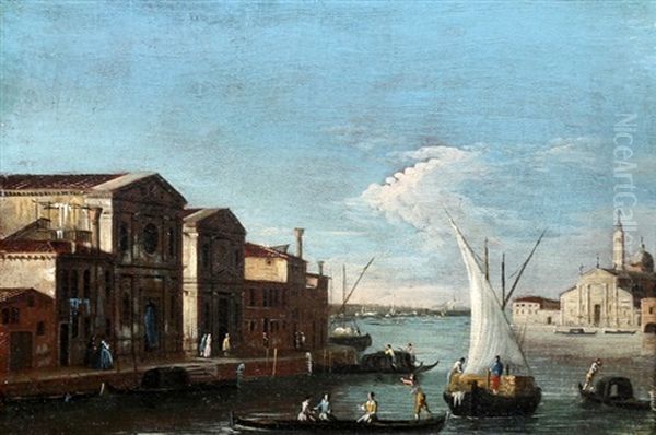 Vue Du Quai Zattere Avec San Giorgio Oil Painting by Francesco Tironi