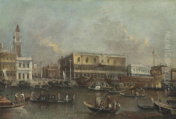 The Bucintoro At The Molo, Venice, On Ascension Day Oil Painting by Francesco Tironi