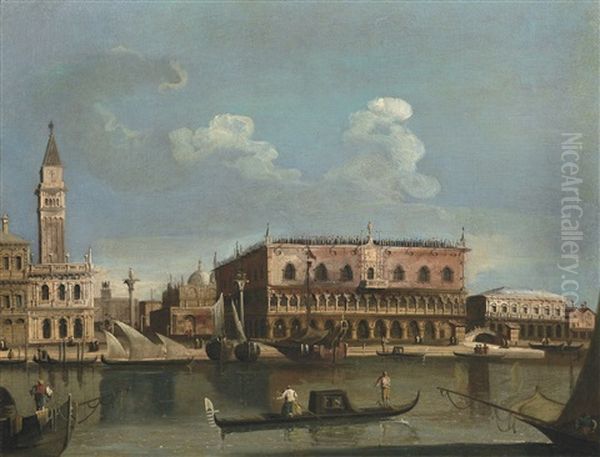 Venice, A View Of The Piazzetta From The Bacino Di San Marco; Venice, A View Of Saint Mark's Square (pair) Oil Painting by Francesco Tironi