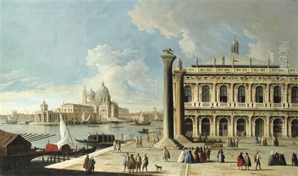 Venise: Vue De La Place Saint Marc Vers Le Grand Canal Et L'eglise De La Salute Oil Painting by Francesco Tironi