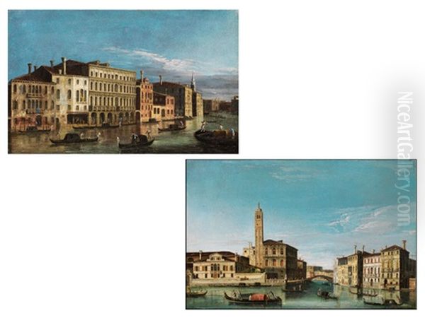 Venezianische Stadtansichten (pair) Oil Painting by Francesco Tironi