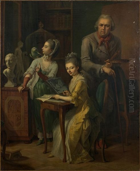 Le Peintre Et Ses Filles Oil Painting by Johann Heinrich Tischbein the Elder