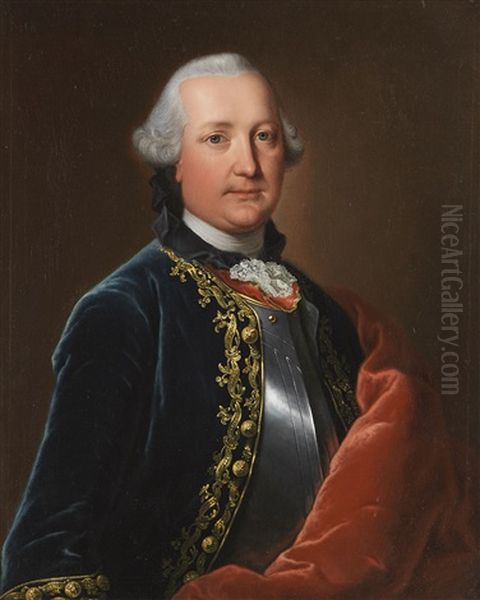 2 Pendants: Portrat Johann Carl Friedrich Von Boineburg (1729-1792), Hessischer Obermarschall, Und Seine Gemahlin Caroline, Geb. Von Lowenstein Oil Painting by Johann Heinrich Tischbein the Elder