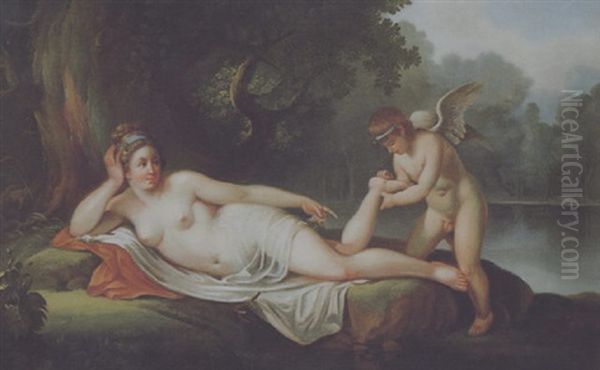 Psyche Und Amor, Der Ihr Einen Dorn Aus Dem Fuss Zieht Oil Painting by Johann Heinrich Tischbein the Younger