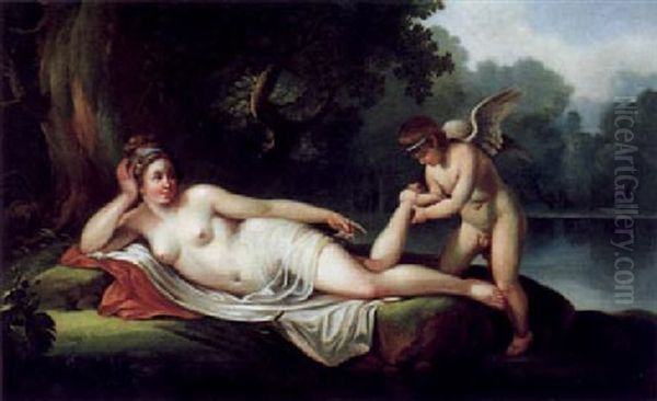 Psyche Und Amor, Der Ihr Einen Dorn Aus Dem Fus Zieht Oil Painting by Johann Heinrich Tischbein the Younger