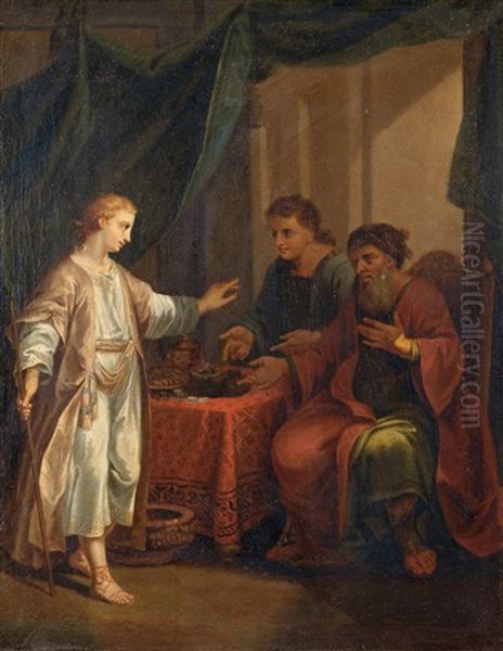 Der Jugendliche Christus, Die Wechsler Aus Dem Tempel Vertreibend Oil Painting by Anton Johann Tischbein