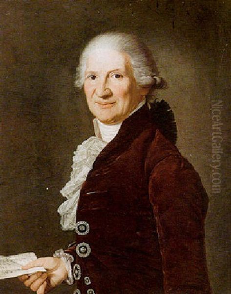 Portrait Of A Gentleman In A Burgundy Velvet Coat Oil Painting by Anton Johann Tischbein