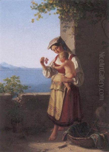 Mutter Und Kind Oil Painting by August Anton Tischbein