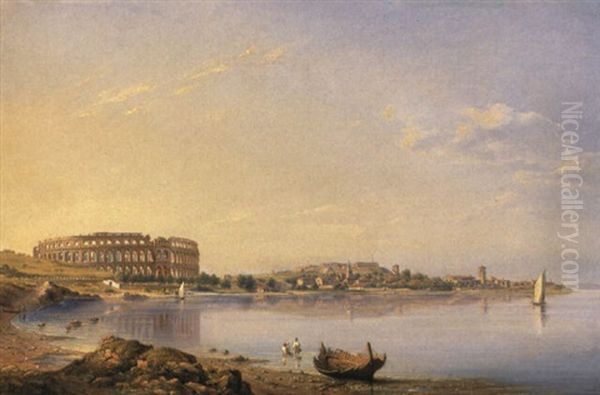 Ansicht Der Stadt Pula Mit Der Arena In Istrien Oil Painting by August Anton Tischbein