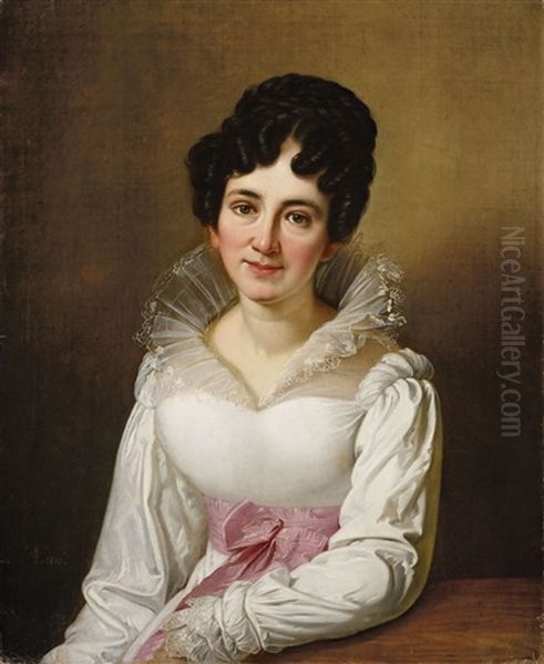 Portrait Einer Dame In Weissem Kleid by Carl Wilhelm (Ludwig) Tischbein