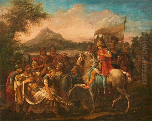 King Porus Brought Before Alexander The Great Oil Painting by Johann Heinrich Wilhelm Tischbein