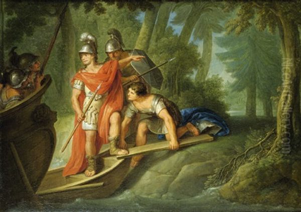 Ubaldo Und Carlo Kommen Auf Die Zauberinsel Der Armida, Um Rinaldo Zu Befreien Oil Painting by Johann Heinrich Wilhelm Tischbein