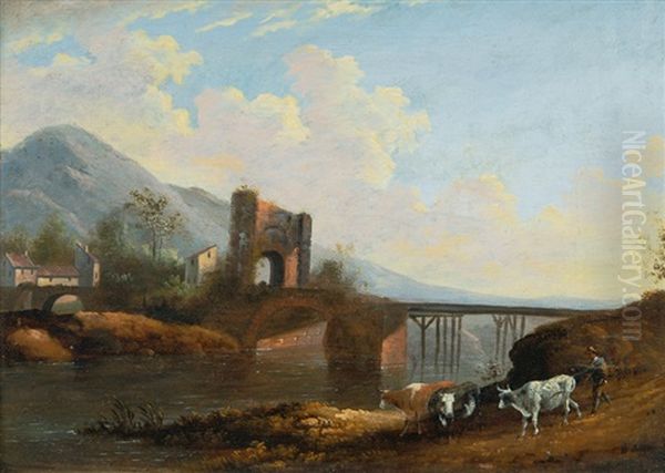 Landscape With Arch Oil Painting by Johann Jacob Tischbein