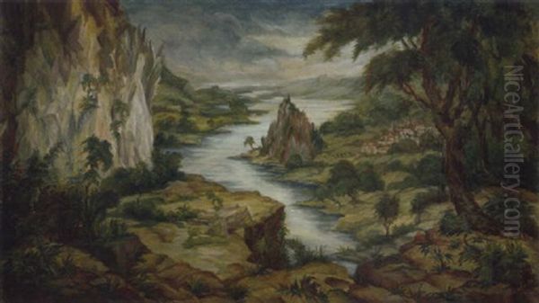 Phantastische Landschaft Oil Painting by Heinrich Tischler