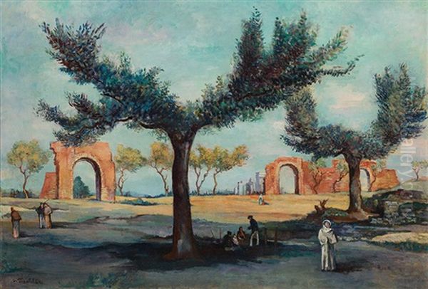 Italian Landscape Oil Painting by Victor Tischler