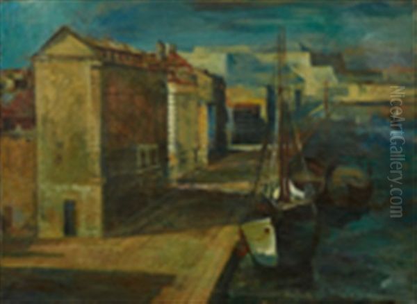 Hafenszene Oil Painting by Victor Tischler