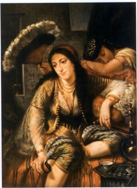 Odalisque Et Sa Servante Au Harem (by J. Emm) by Ange Tissier