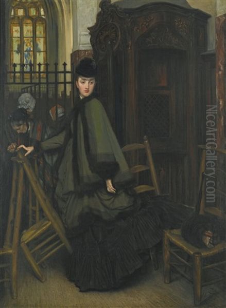 Dans L'eglise (in Church) Oil Painting by James Jacques Joseph Tissot