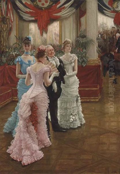 Les Demoiselles De Province Oil Painting by James Jacques Joseph Tissot