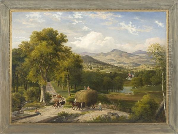 Haying In The White Mountains Of New Hampshire Oil Painting by William H. Titcomb